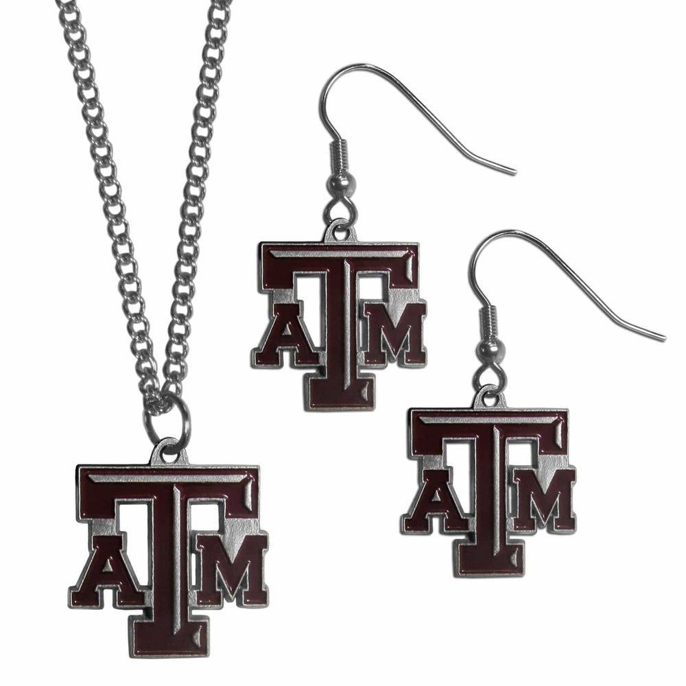 Texas A & M Aggies Dangle Earrings and Chain Necklace Set - Siskiyou Buckle