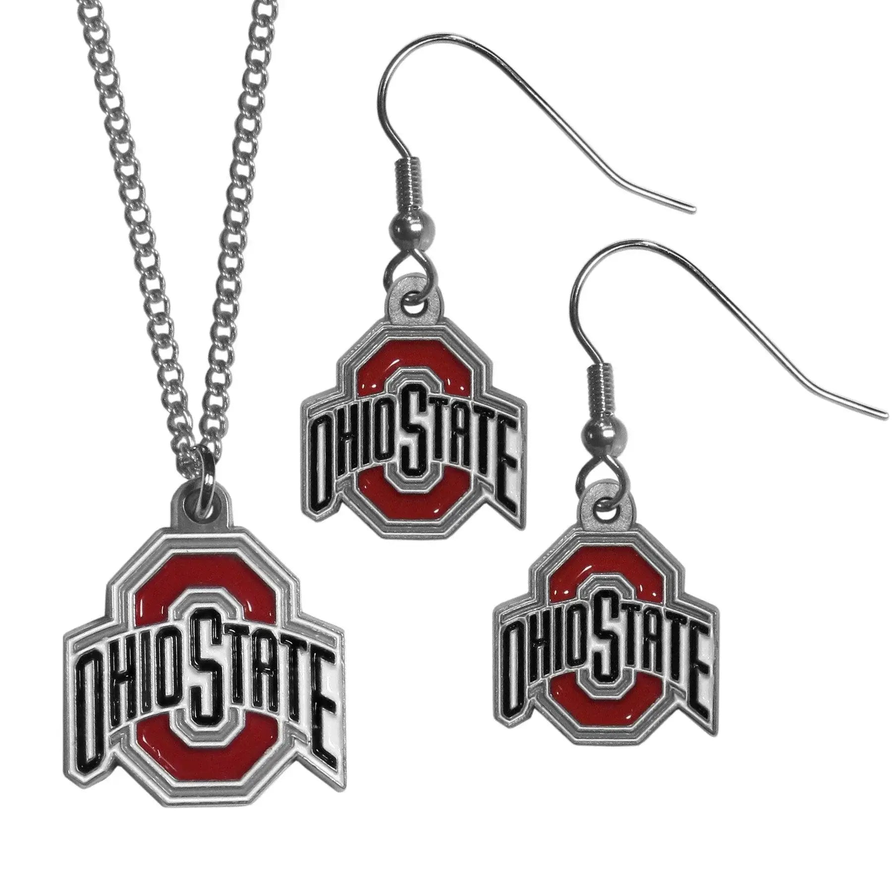Ohio St. Buckeyes Dangle Earrings and Chain Necklace Set - Siskiyou Buckle - Flyclothing LLC