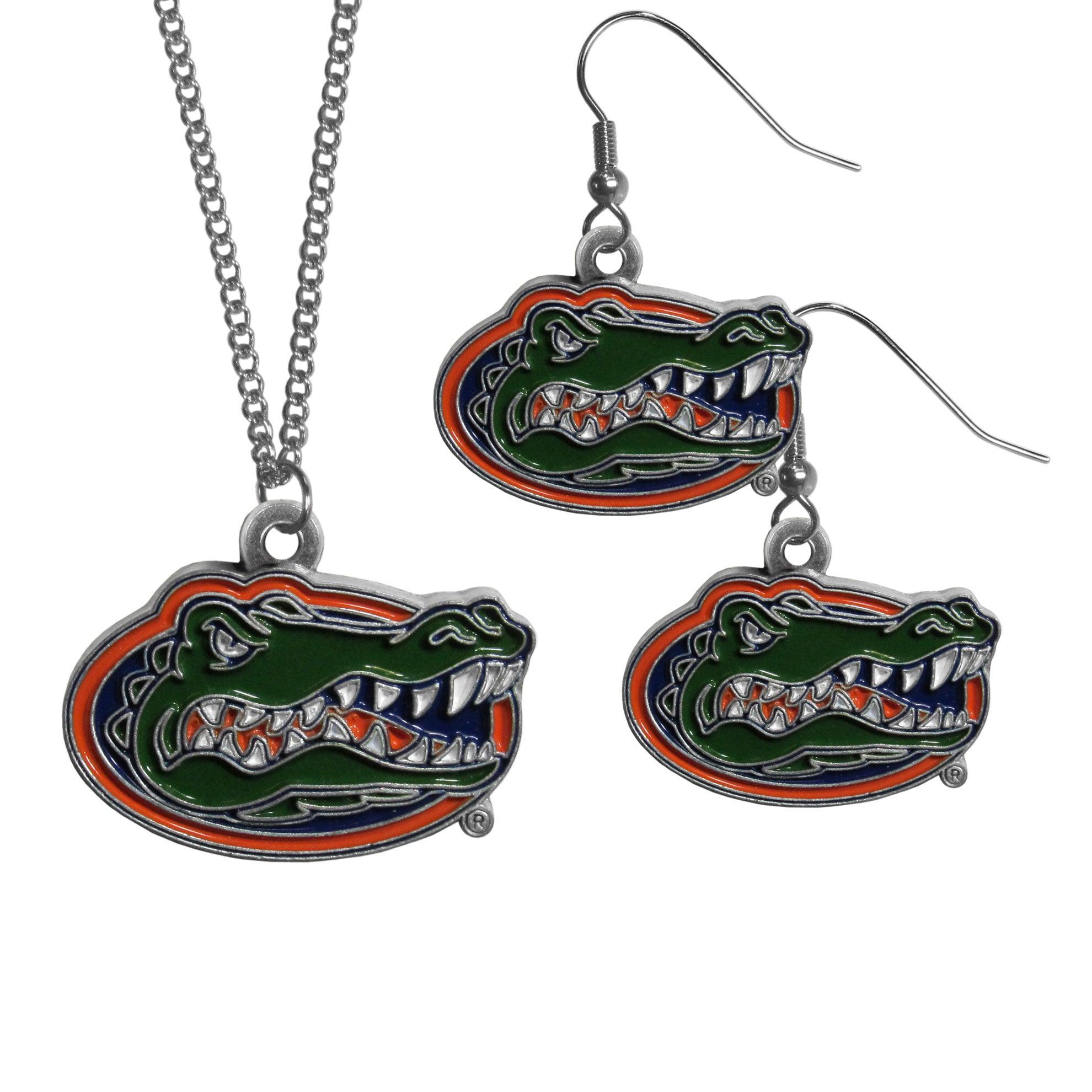 Florida Gators Dangle Earrings and Chain Necklace Set - Flyclothing LLC