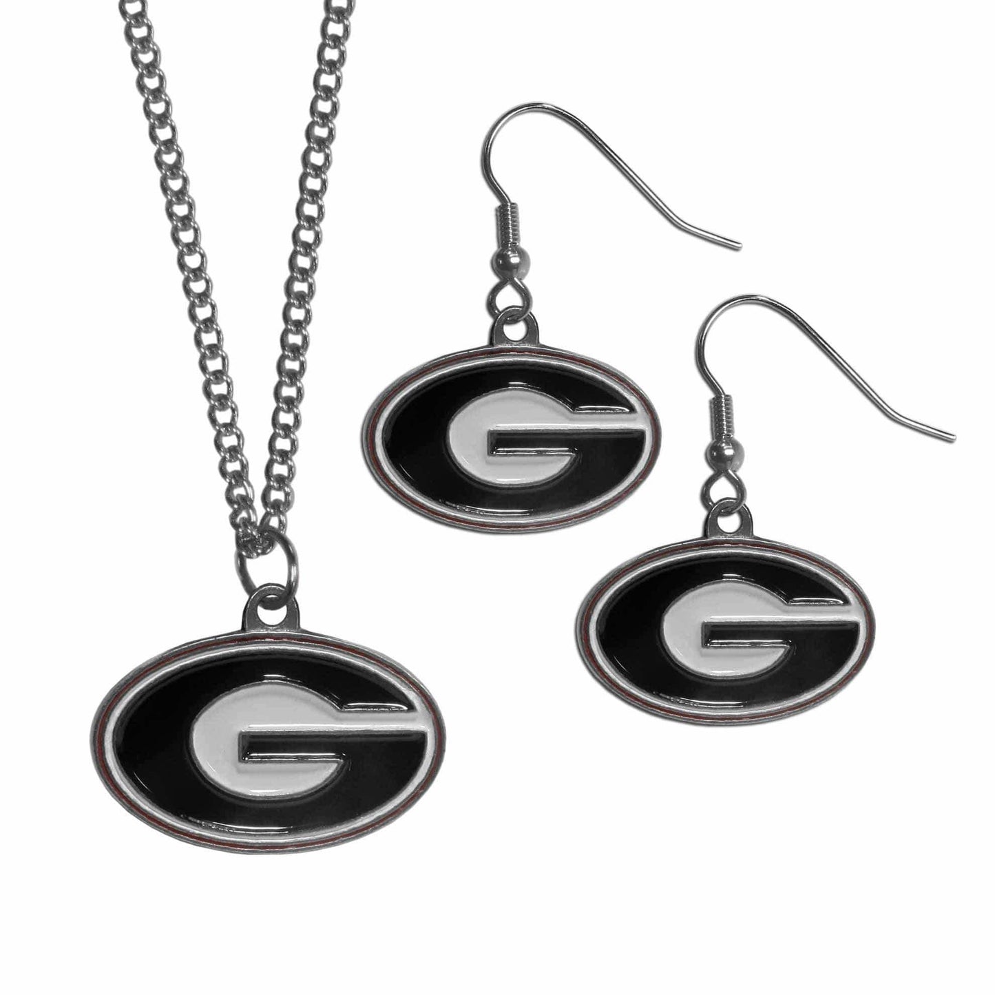 Georgia Bulldogs Dangle Earrings and Chain Necklace Set - Siskiyou Buckle - Flyclothing LLC
