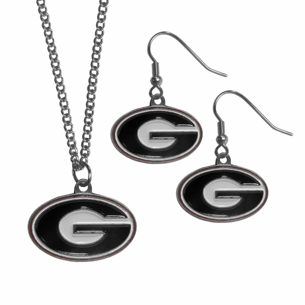 Georgia Bulldogs Dangle Earrings and Chain Necklace Set - Siskiyou Buckle