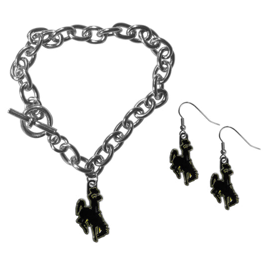 Wyoming Cowboy Chain Bracelet and Dangle Earring Set - Flyclothing LLC
