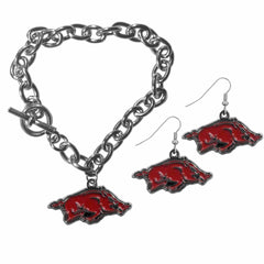 Arkansas Razorbacks Chain Bracelet and Dangle Earring Set - Siskiyou Buckle