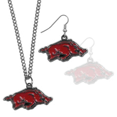 Arkansas Razorbacks Dangle Earrings and Chain Necklace Set - Flyclothing LLC