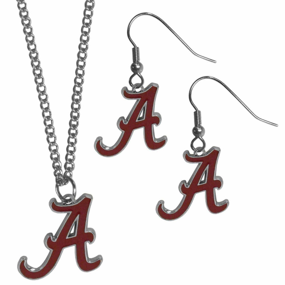 Alabama Crimson Tide Dangle Earrings and Chain Necklace Set - Siskiyou Buckle - Flyclothing LLC