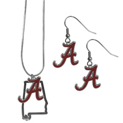 Alabama Crimson Tide Dangle Earrings and State Necklace Set - Flyclothing LLC