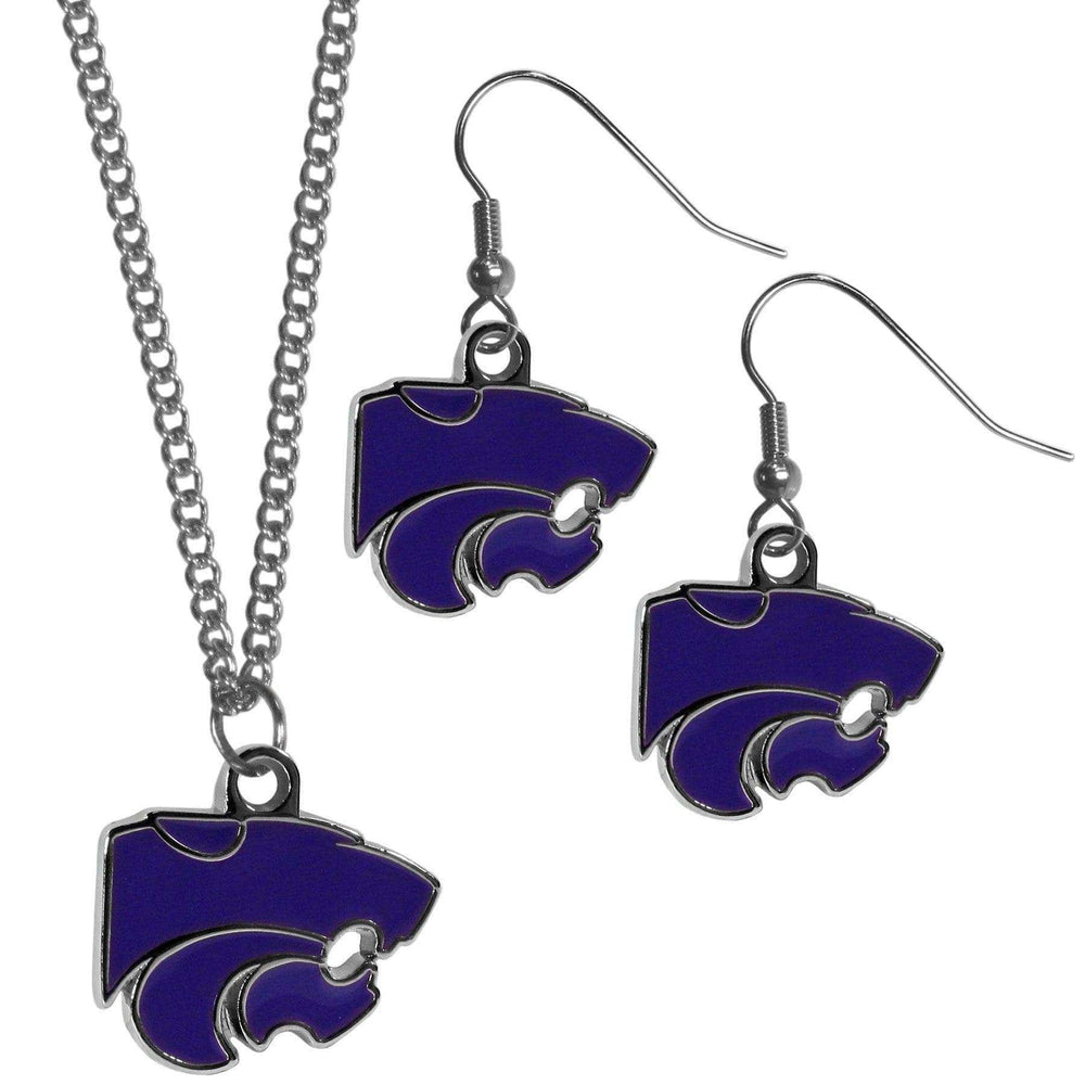 Kansas St. Wildcats Dangle Earrings and Chain Necklace Set - Siskiyou Buckle - Flyclothing LLC