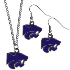 Kansas St. Wildcats Dangle Earrings and Chain Necklace Set - Flyclothing LLC