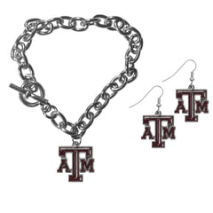 Texas A & M Aggies Chain Bracelet and Dangle Earring Set - Flyclothing LLC