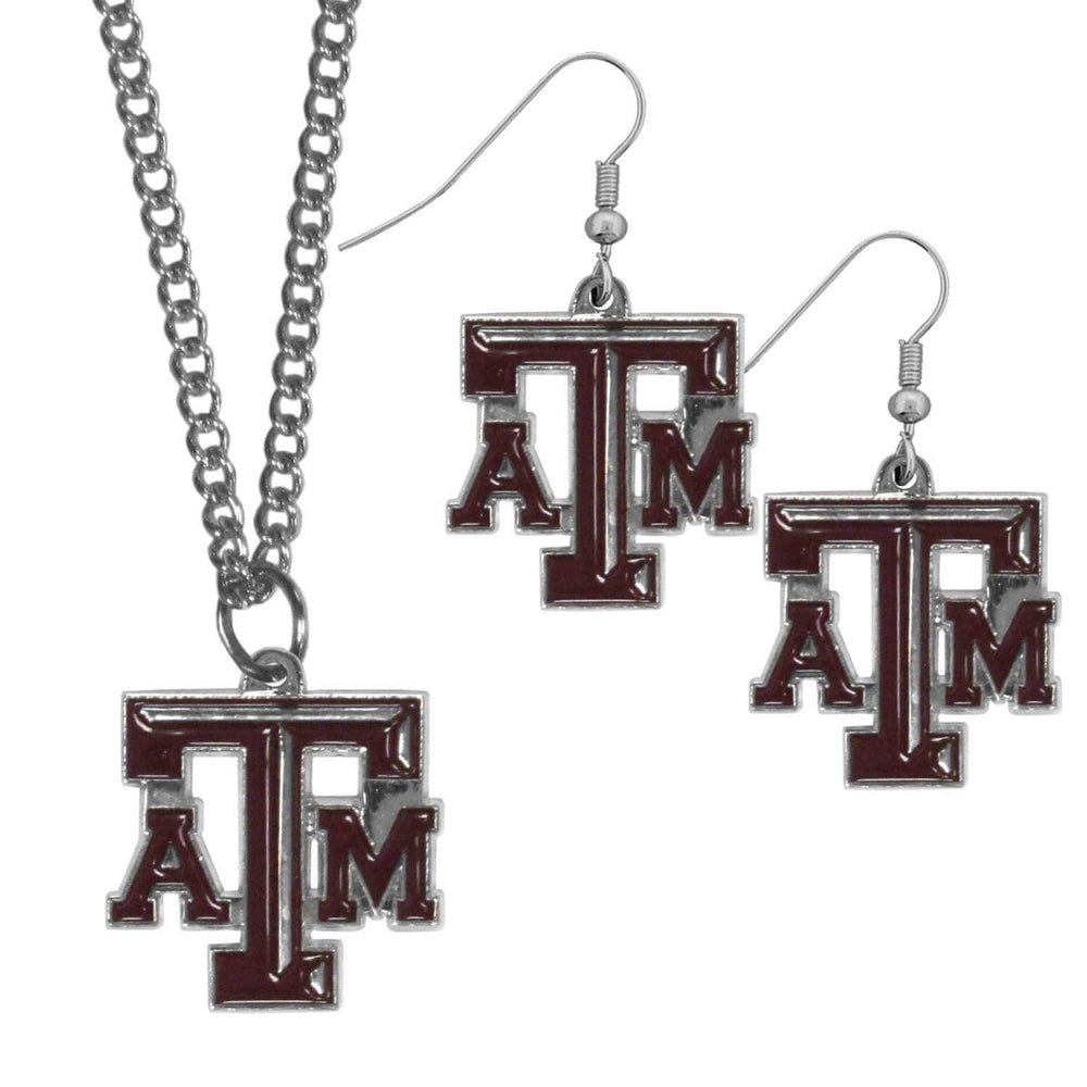Texas A & M Aggies Dangle Earrings and Chain Necklace Set - Siskiyou Buckle