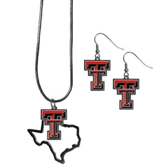Texas Tech Raiders Dangle Earrings and State Necklace Set - Flyclothing LLC