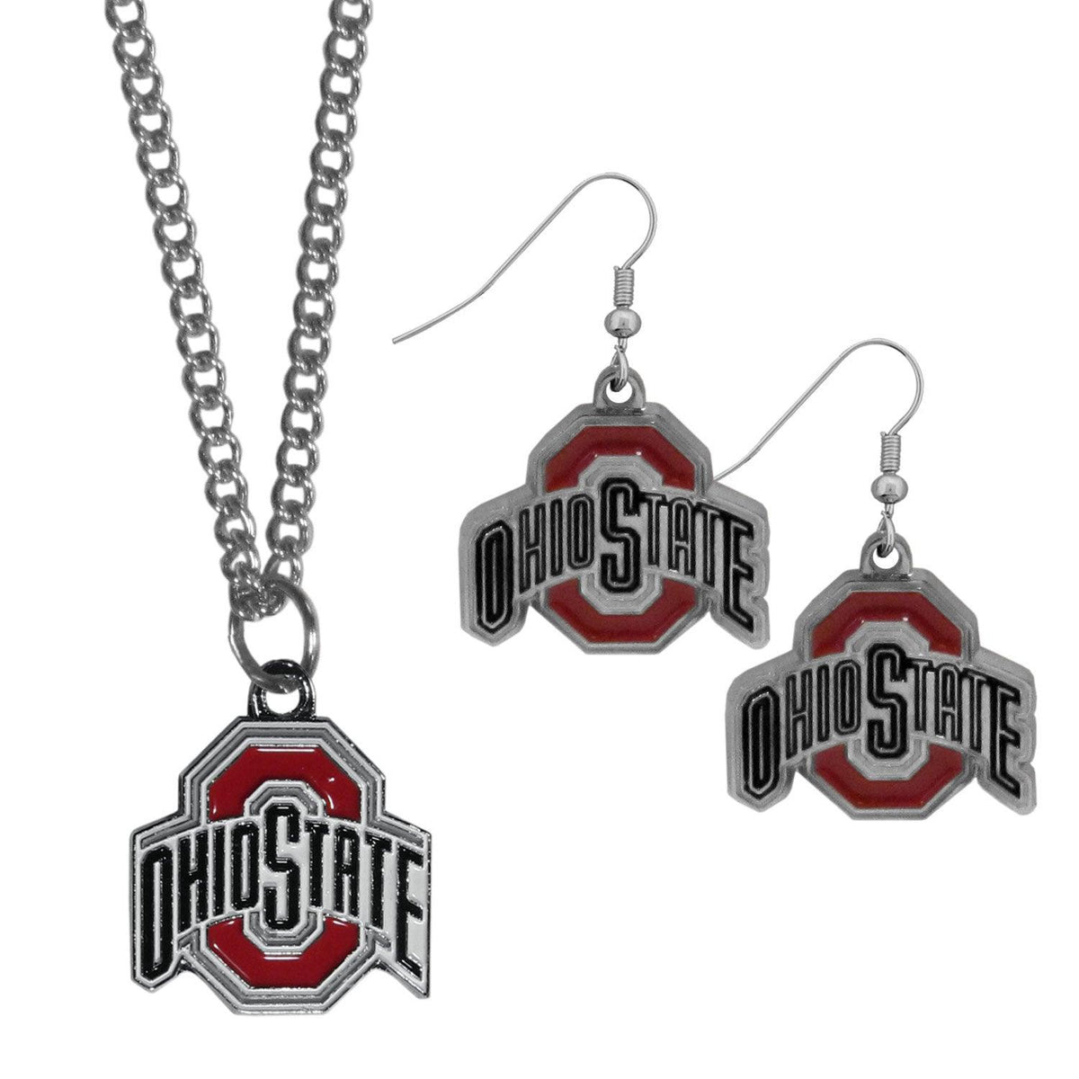 Ohio St. Buckeyes Dangle Earrings and Chain Necklace Set - Flyclothing LLC