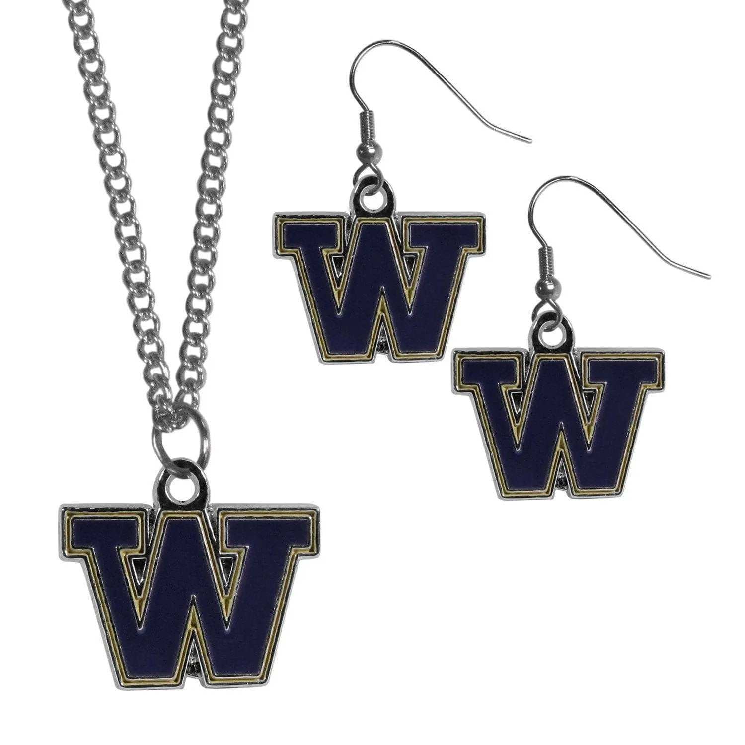 Washington Huskies Dangle Earrings and Chain Necklace Set - Siskiyou Buckle - Flyclothing LLC