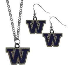 Washington Huskies Dangle Earrings and Chain Necklace Set - Flyclothing LLC