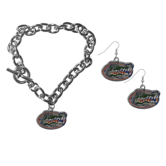 Florida Gators Chain Bracelet and Dangle Earring Set - Flyclothing LLC