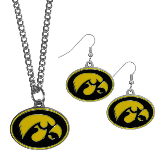 Iowa Hawkeyes Dangle Earrings and Chain Necklace Set - Siskiyou Buckle