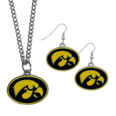 Iowa Hawkeyes Dangle Earrings and Chain Necklace Set - Siskiyou Buckle