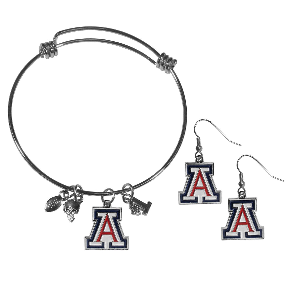 Arizona Wildcats Dangle Earrings and Charm Bangle Bracelet Set - Flyclothing LLC