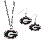 Georgia Bulldogs Dangle Earrings and Chain Necklace Set - Siskiyou Buckle - Flyclothing LLC