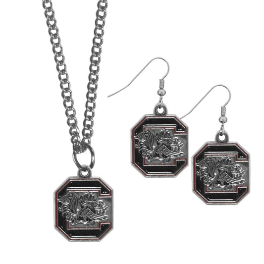 S. Carolina Gamecocks Dangle Earrings and Chain Necklace Set - Siskiyou Buckle - Flyclothing LLC