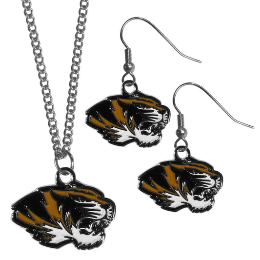 Missouri Tigers Dangle Earrings and Chain Necklace Set - Siskiyou Buckle