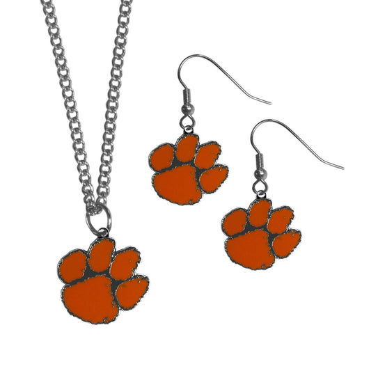 Clemson Tigers Dangle Earrings and Chain Necklace Set - Flyclothing LLC
