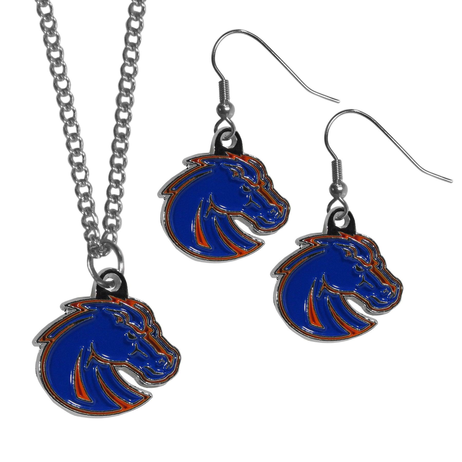 Boise St. Broncos Dangle Earrings and Chain Necklace Set - Flyclothing LLC
