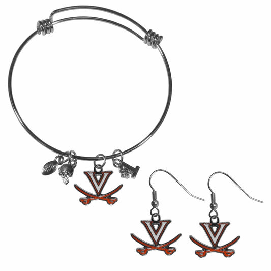Virginia Cavaliers Dangle Earrings and Charm Bangle Bracelet Set - Siskiyou Buckle - Flyclothing LLC