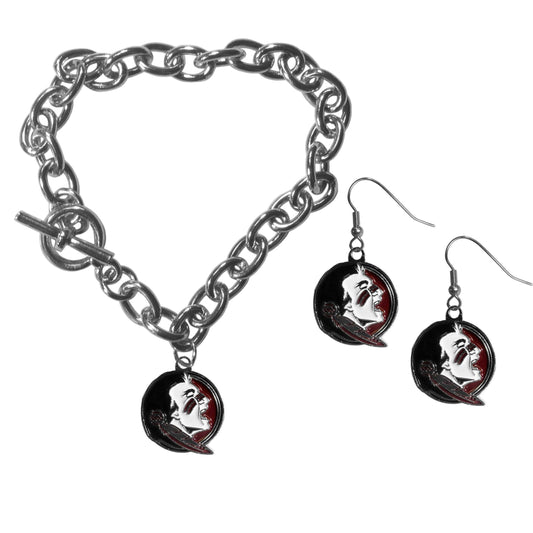 Florida St. Seminoles Chain Bracelet and Dangle Earring Set - Flyclothing LLC