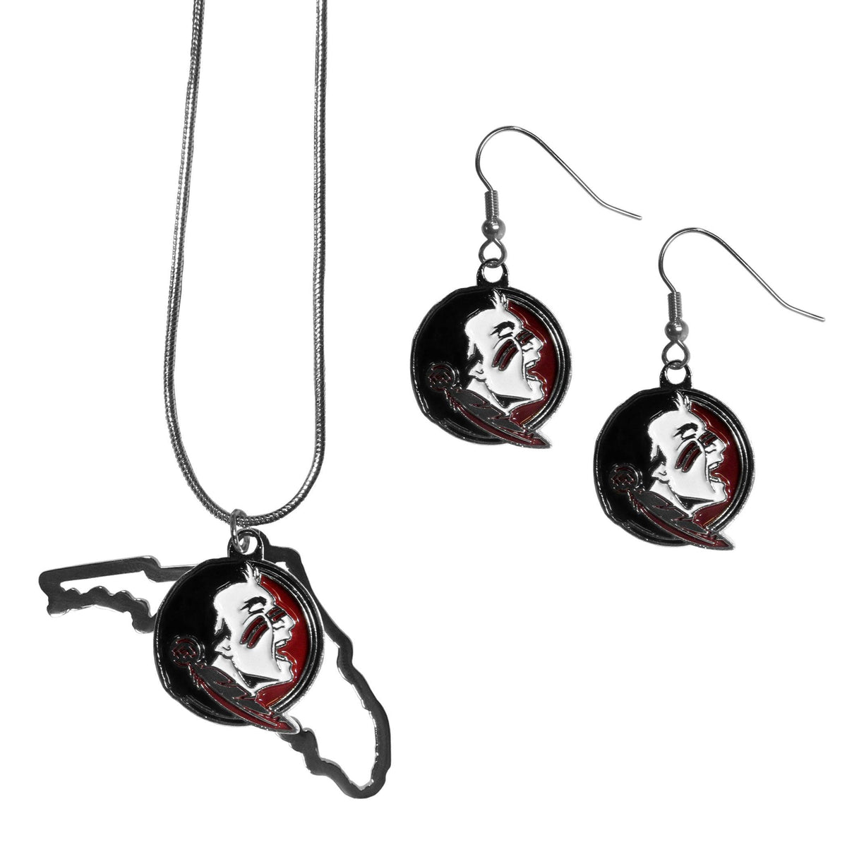 Florida St. Seminoles Dangle Earrings and State Necklace Set - Flyclothing LLC