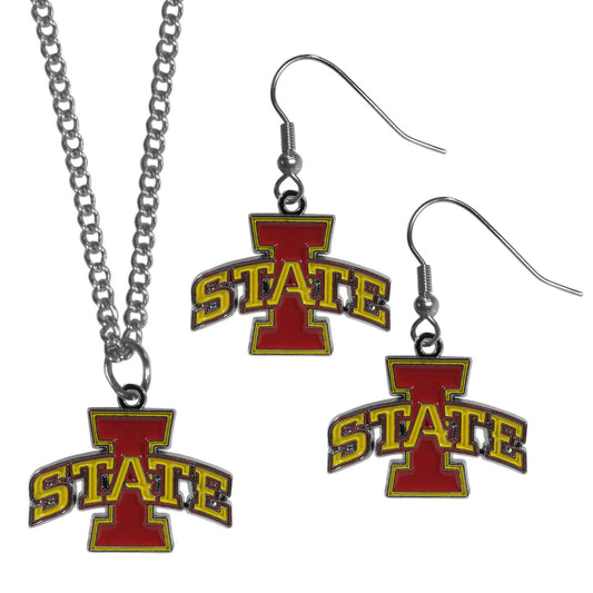 Iowa St. Cyclones Dangle Earrings and Chain Necklace Set - Flyclothing LLC
