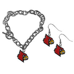Louisville Cardinals Chain Bracelet and Dangle Earring Set - Flyclothing LLC