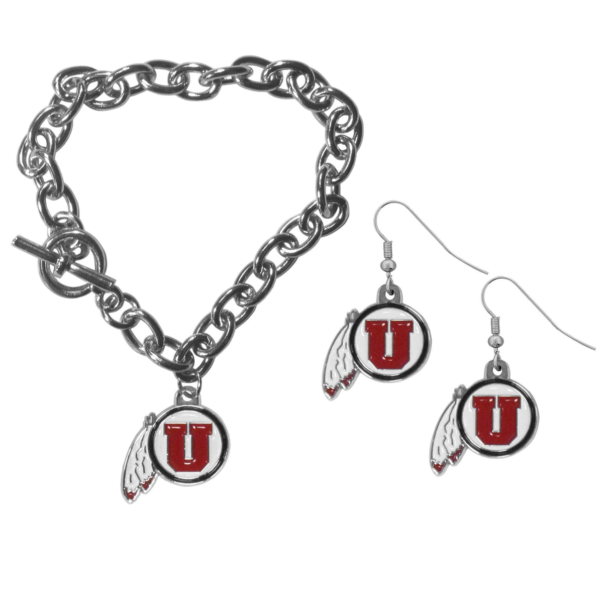 Utah Utes Chain Bracelet and Dangle Earring Set - Flyclothing LLC