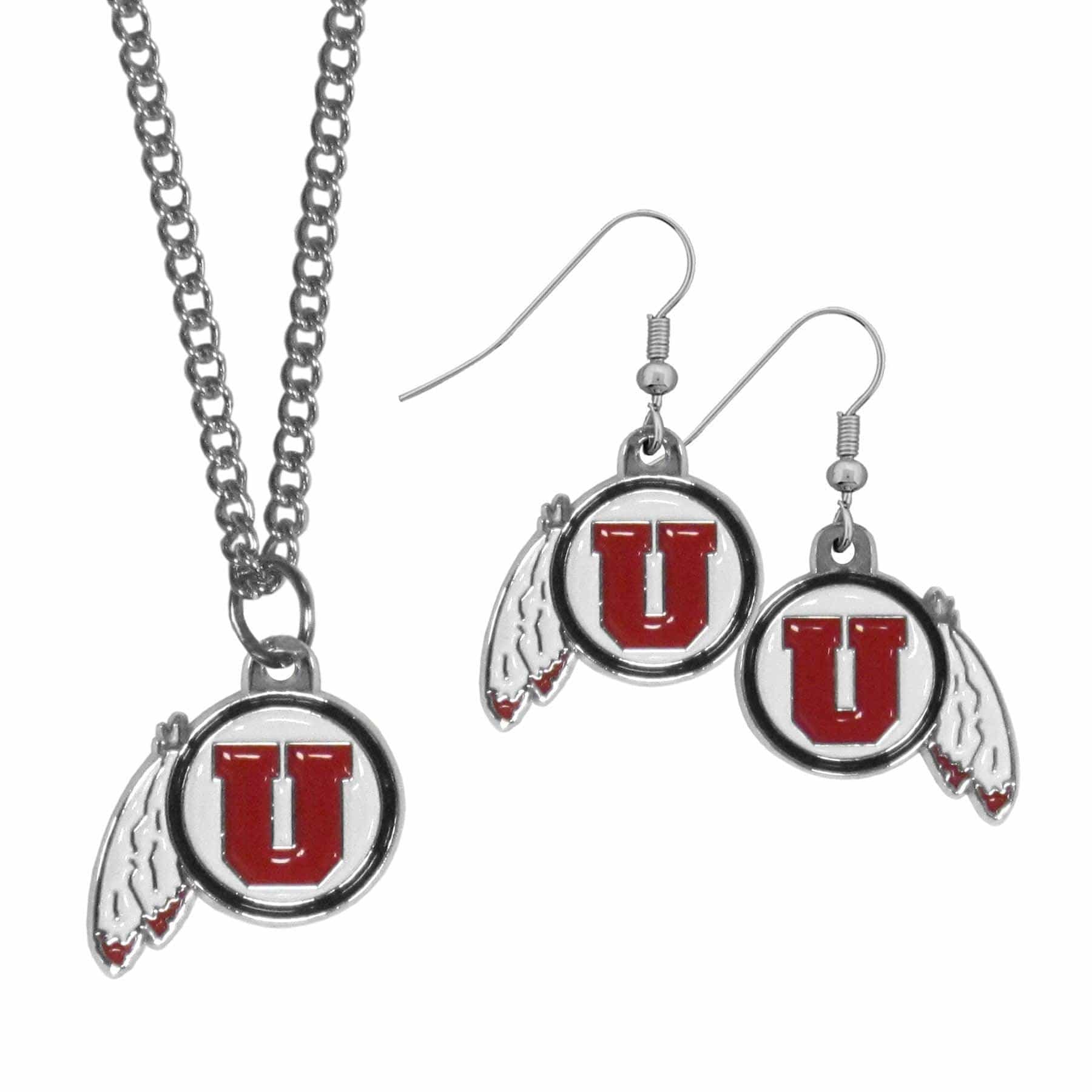 Utah Utes Dangle Earrings and Chain Necklace Set - Flyclothing LLC