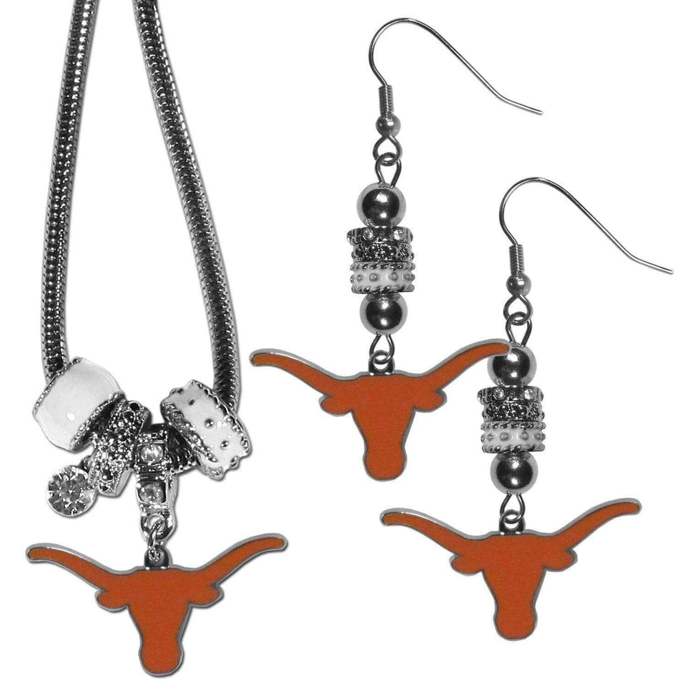 Texas Longhorns Euro Bead Earrings and Necklace Set - Siskiyou Buckle - Flyclothing LLC