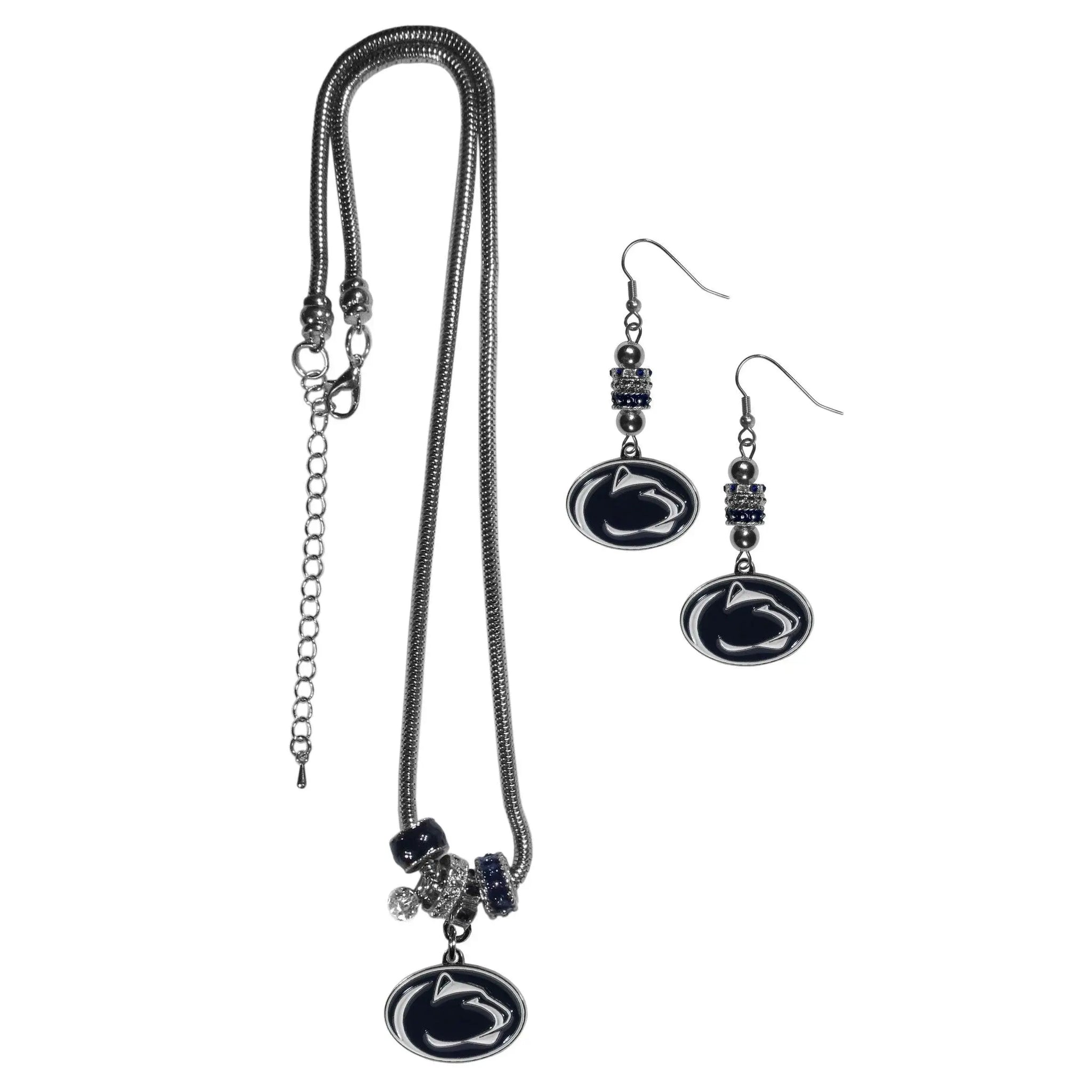 Penn St. Nittany Lions Euro Bead Earrings and Necklace Set - Siskiyou Buckle - Flyclothing LLC