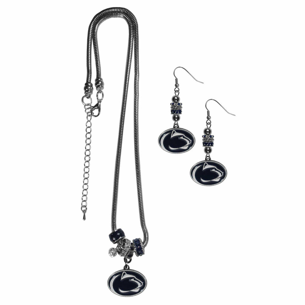 Penn St. Nittany Lions Euro Bead Earrings and Necklace Set - Siskiyou Buckle
