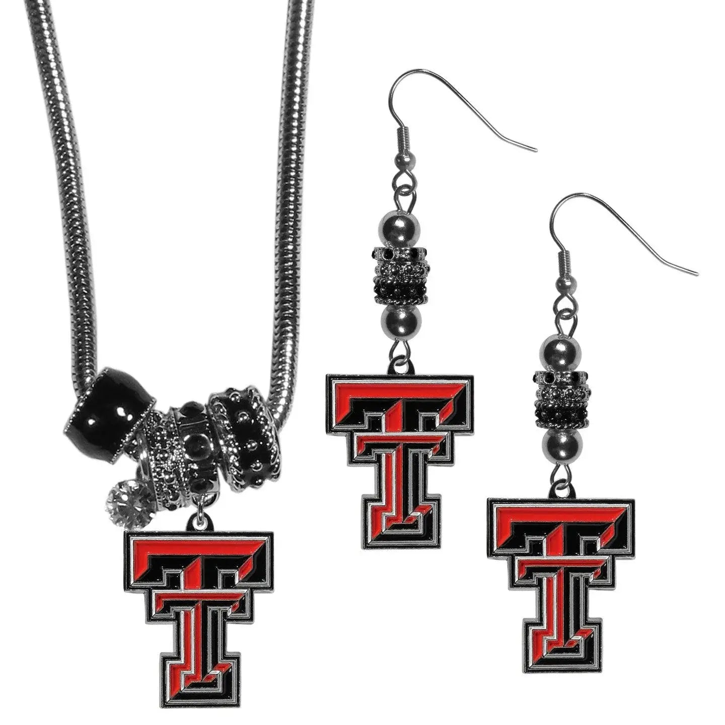 Texas Tech Raiders Euro Bead Earrings and Necklace Set - Siskiyou Buckle - Flyclothing LLC