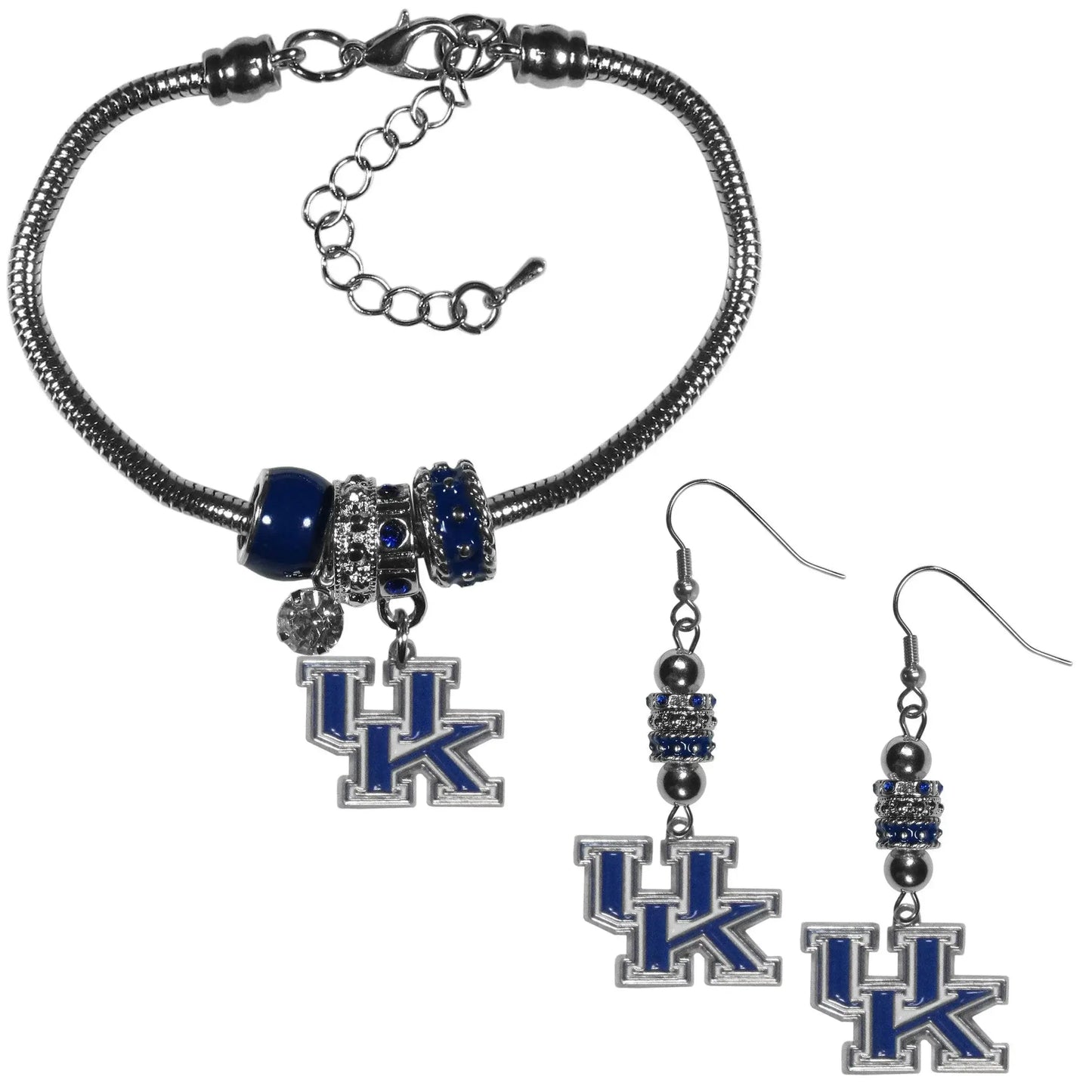 Kentucky Wildcats Euro Bead Earrings and Bracelet Set - Siskiyou Buckle - Flyclothing LLC