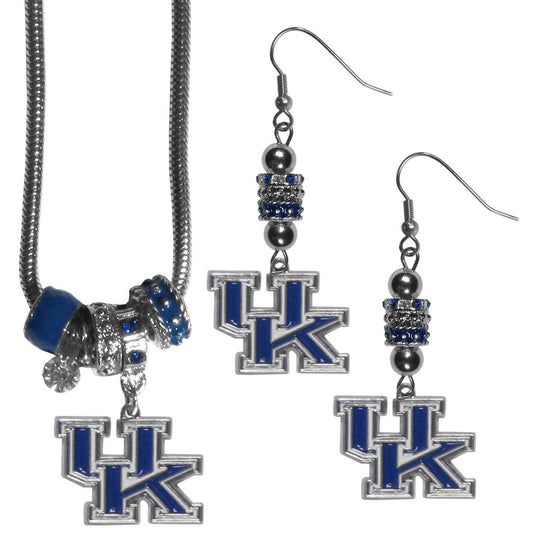 Kentucky Wildcats Euro Bead Earrings and Necklace Set - Flyclothing LLC