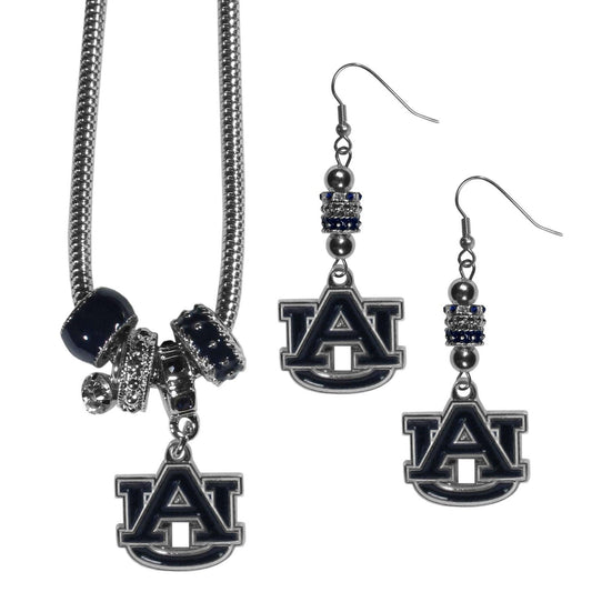 Auburn Tigers Euro Bead Earrings and Necklace Set - Flyclothing LLC