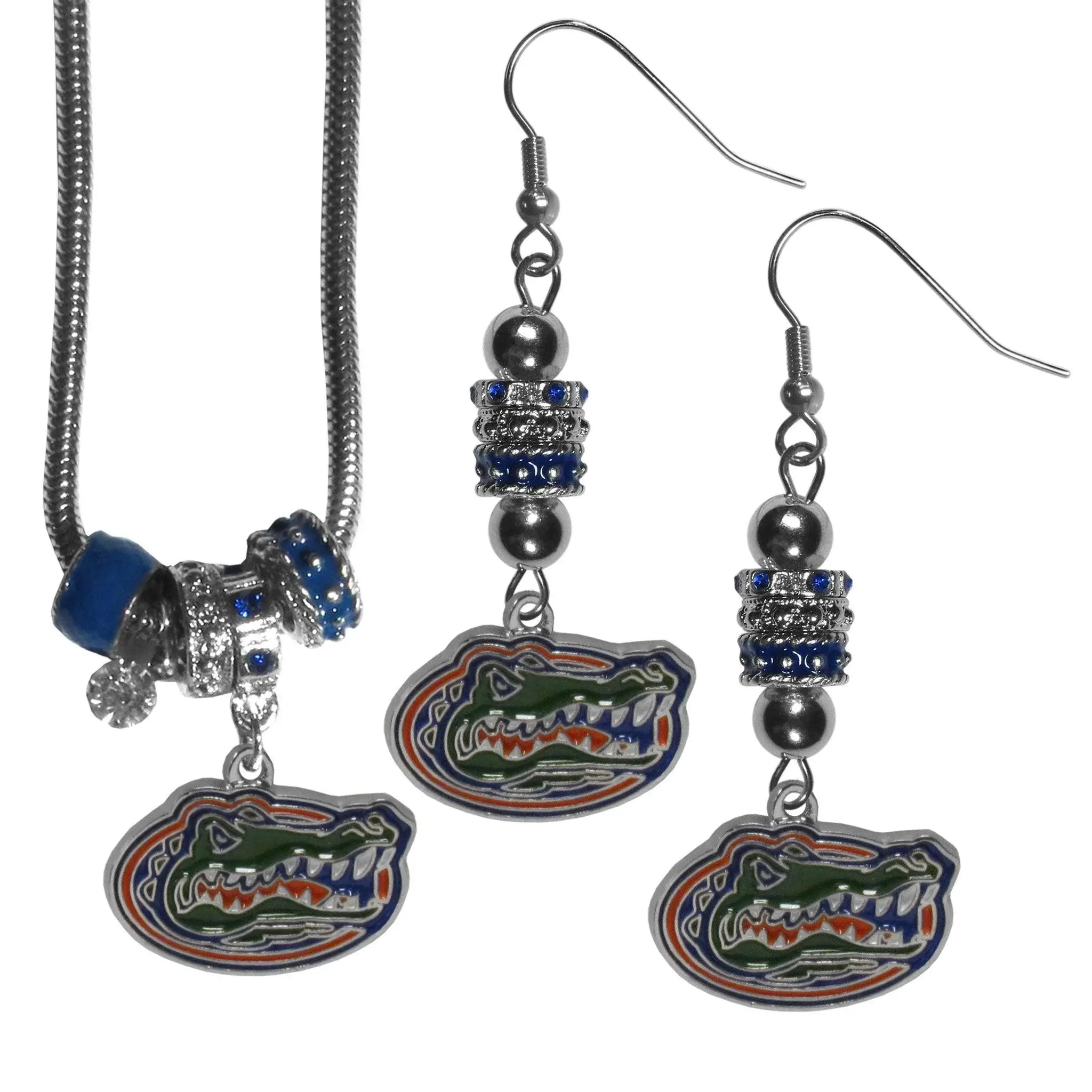 Florida Gators Euro Bead Earrings and Necklace Set - Siskiyou Buckle - Flyclothing LLC