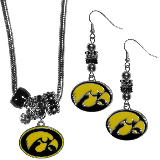 Iowa Hawkeyes Euro Bead Earrings and Necklace Set - Siskiyou Buckle