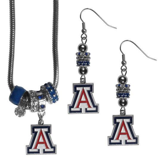 Arizona Wildcats Euro Bead Earrings and Necklace Set - Siskiyou Buckle