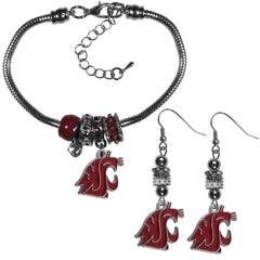 Washington St. Cougars Euro Bead Earrings and Bracelet Set - Flyclothing LLC