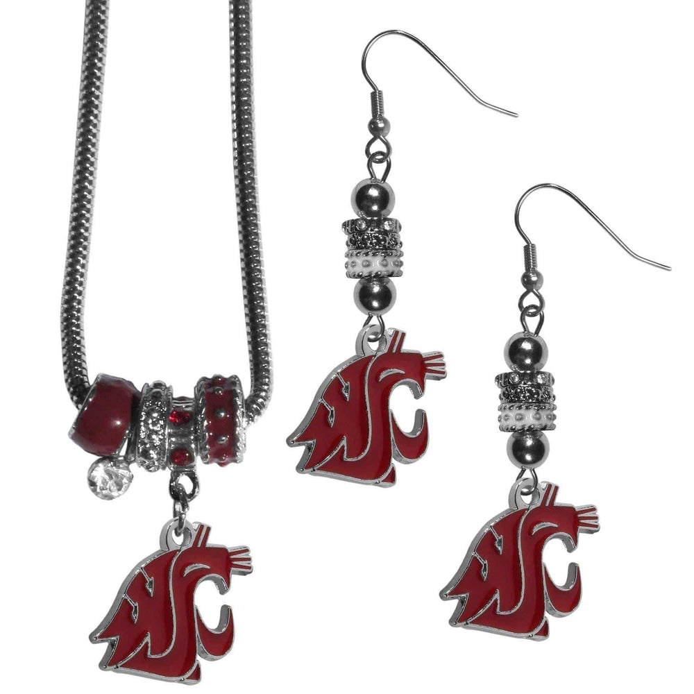 Washington St. Cougars Euro Bead Earrings and Necklace Set - Siskiyou Buckle - Flyclothing LLC
