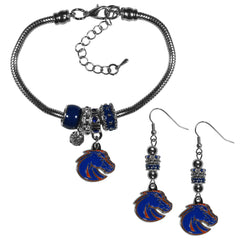 Boise St. Broncos Euro Bead Earrings and Bracelet Set - Flyclothing LLC