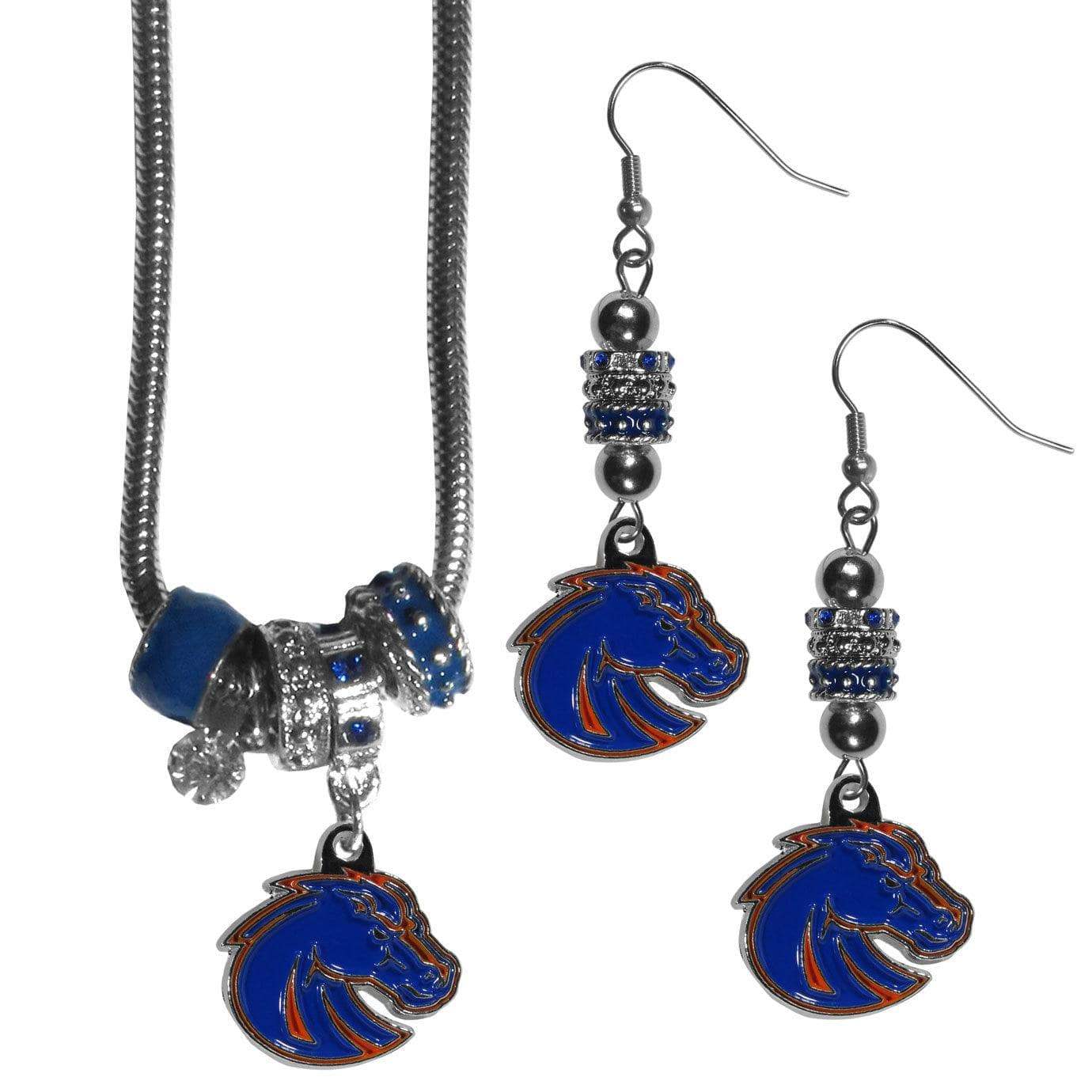 Boise St. Broncos Euro Bead Earrings and Necklace Set - Siskiyou Buckle - Flyclothing LLC
