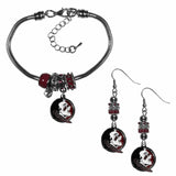 Florida St. Seminoles Euro Bead Earrings and Bracelet Set - Siskiyou Buckle