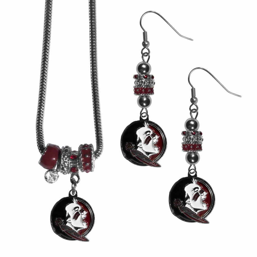 Florida St. Seminoles Euro Bead Earrings and Necklace Set - Siskiyou Buckle